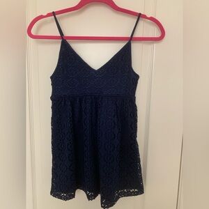 NWT Express Navy Blue Lace Tank Top V-Neck Spaghetti Strap Top Size S/P